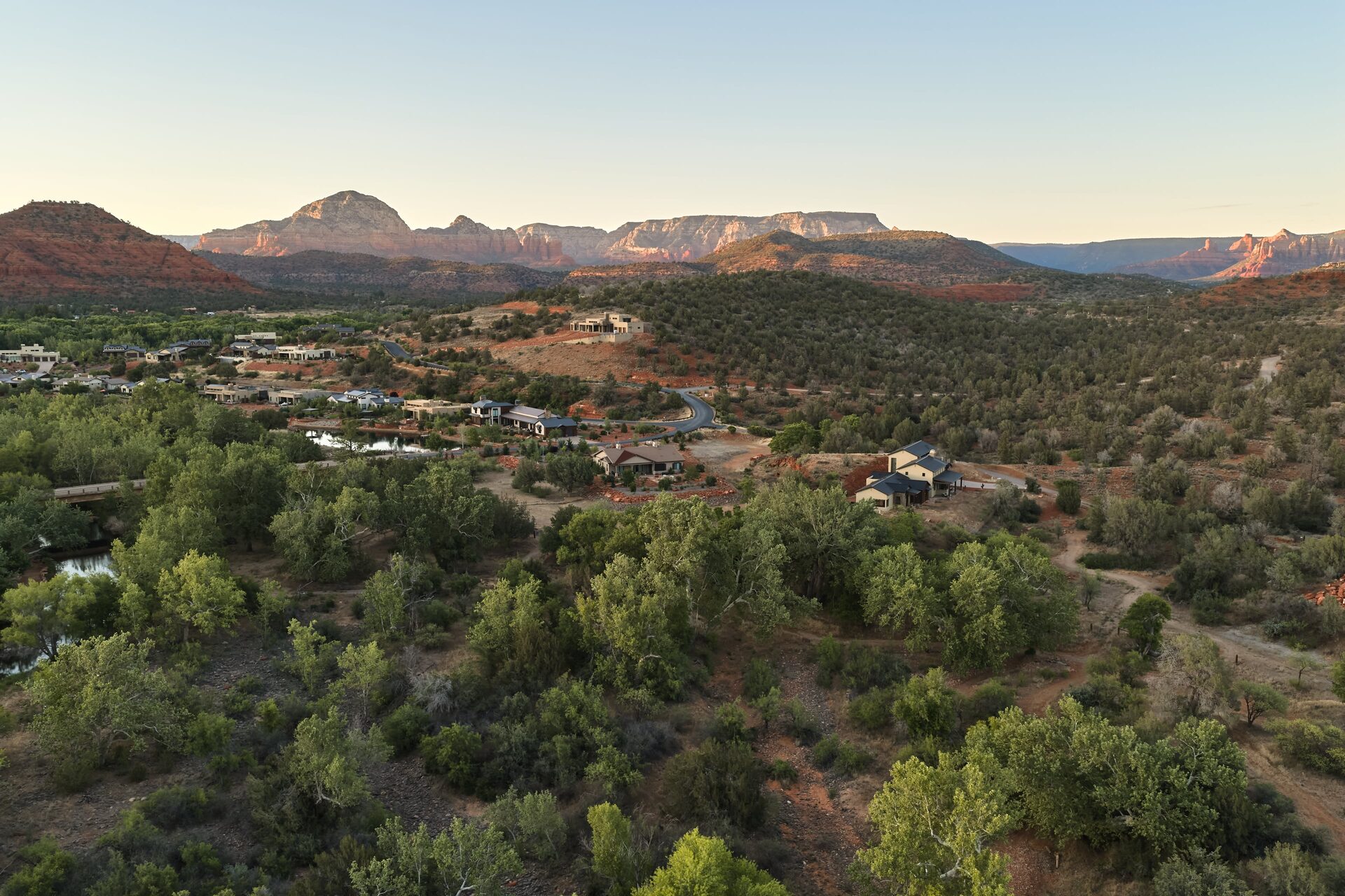 Aerial view of the property and surrounding mesas